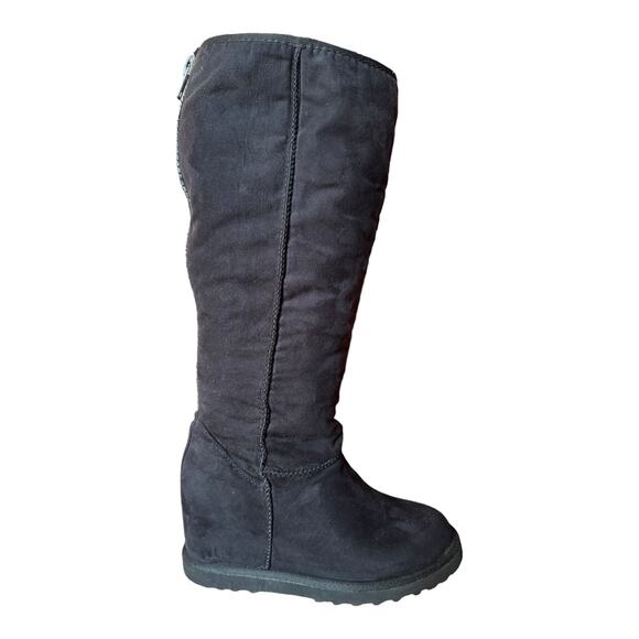 Madden Girl Swishin hidden wedge Black boots full back exposed zipper size 6.5 - Picture 2 of 16